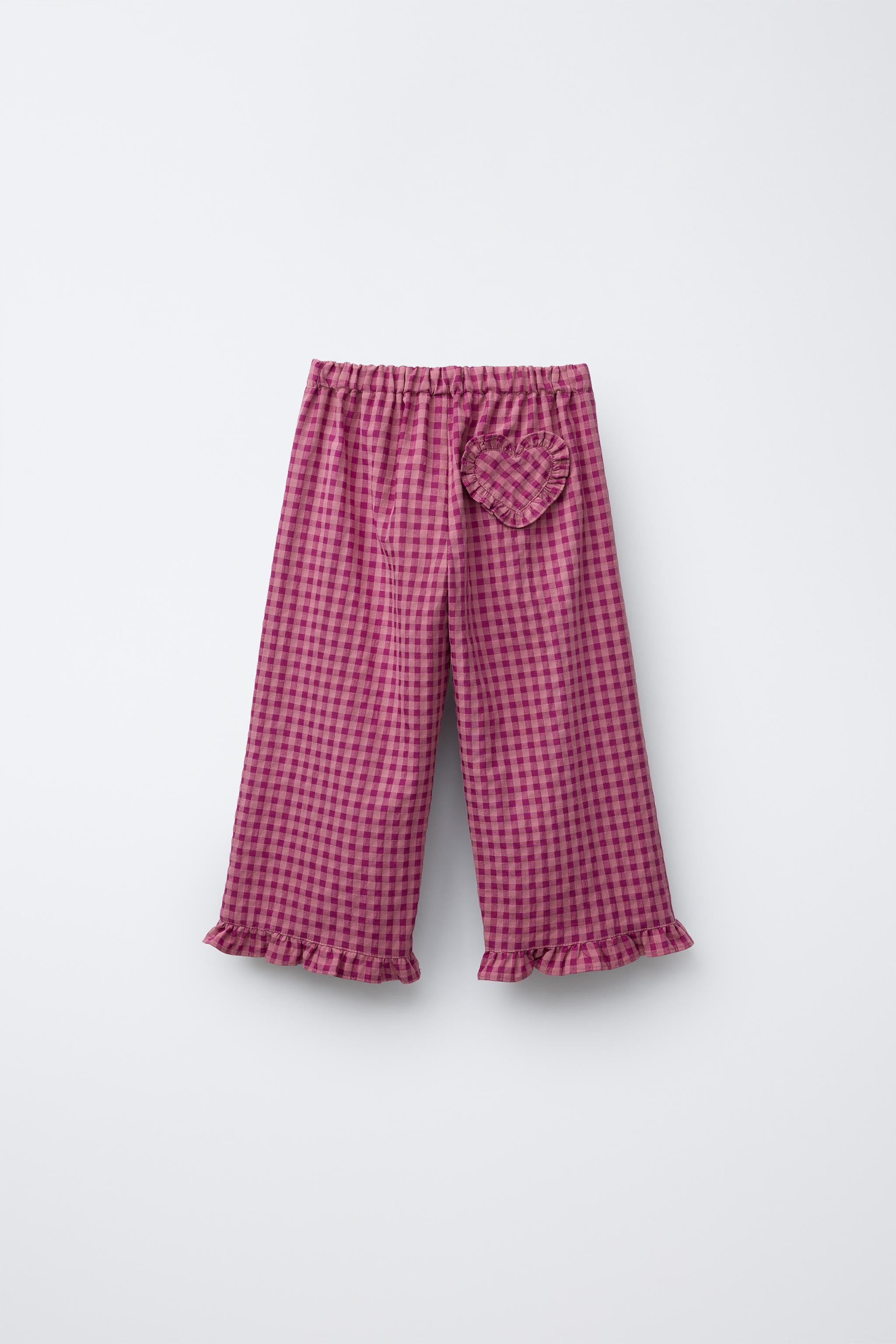 GINGHAM STRAIGHT-LEG PANTS | Zara US