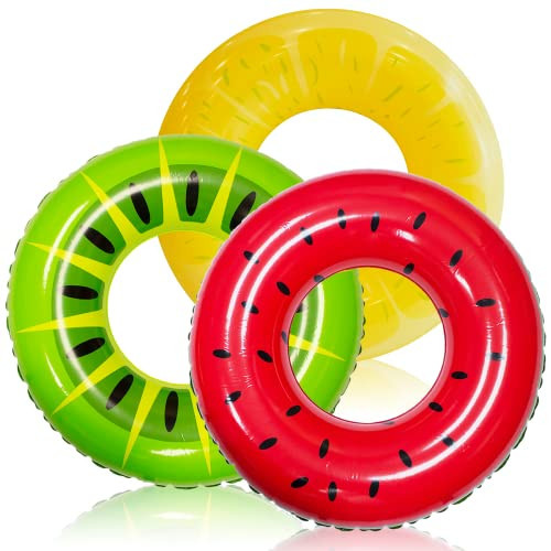 JOYIN Inflatable Swim Tube Raft (3 pack) with Summer Fruits Painting, Pool Toys for Swimming Pool Party Decorations | Amazon (US)