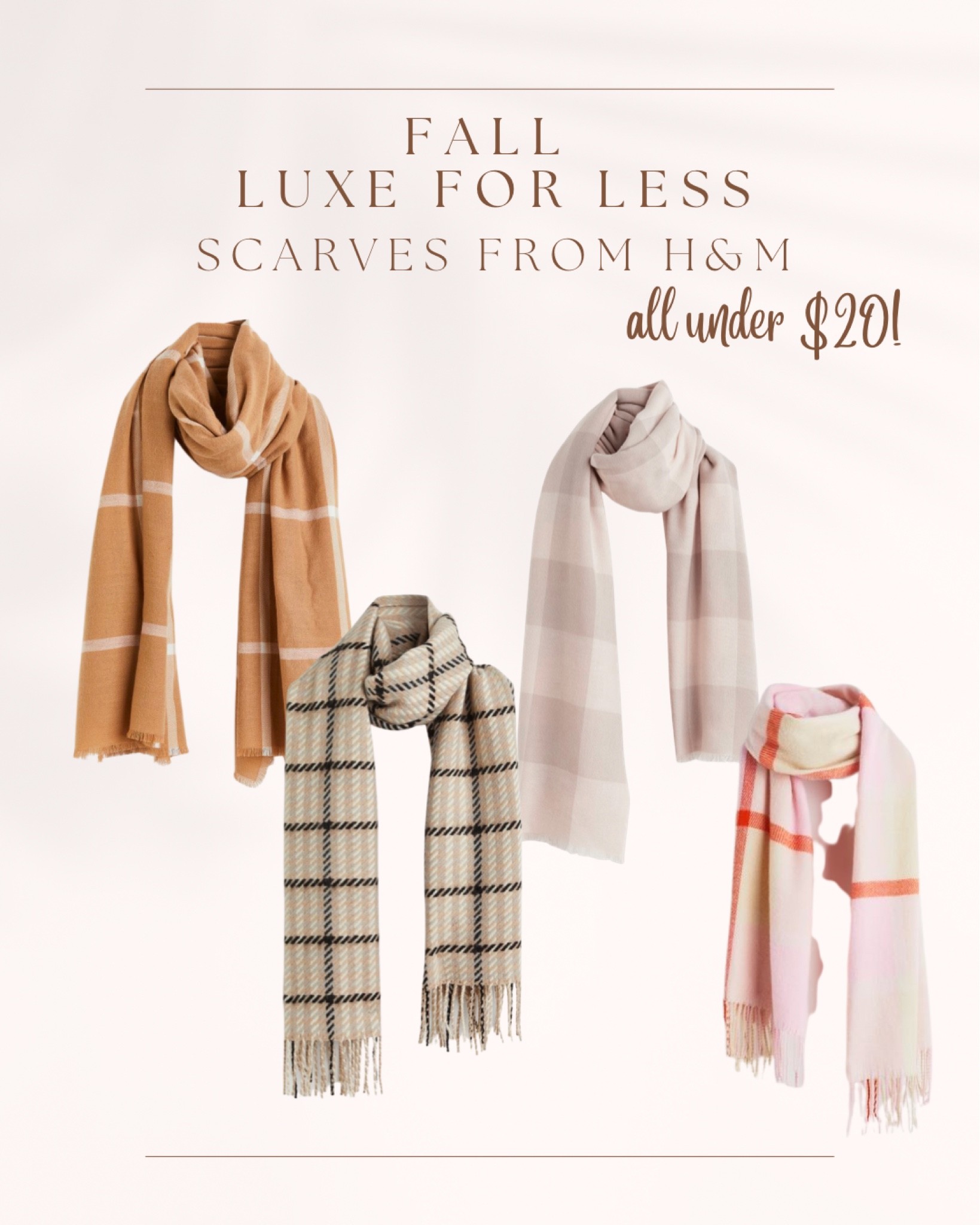 Fall luxe looks for less - scarves from H&M all under $20!

#LTKstyletip #LTKworkwear #LTKSeasonal