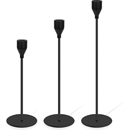 Lobolighting Black Candlesticks Holders Set of 3, Black Taper Candles Holders for Candlestick, Moder | Amazon (US)