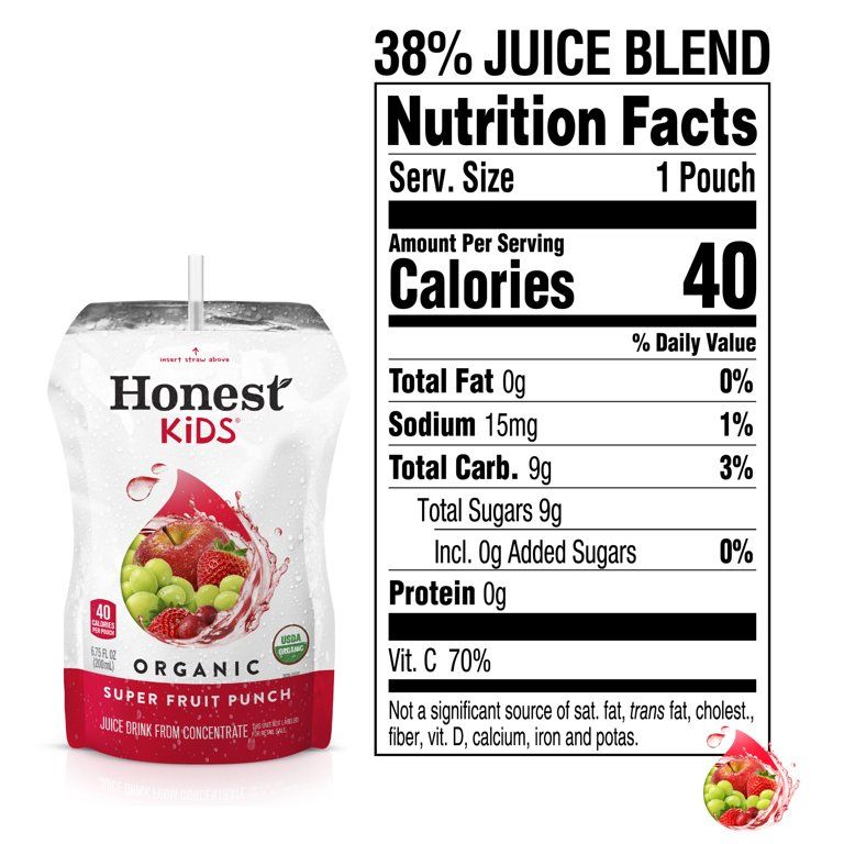 Honest Kids Super Fruit Punch Organic Fruit Juice, 6.75 fl oz, 8 Pack | Walmart (US)