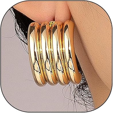 Dainty Gold Geometric Statement Earrings for Women,Fashion Retro Metal C Earrings Party Prom Bohe... | Amazon (US)