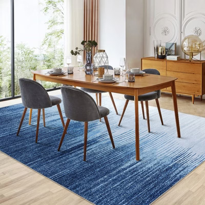 Garvee 10*13FT Modern Abstract Accent Rug, Machine Washable Rug for Bedroom, Living Room Rug with Non-Slip Backing-Blue | Target