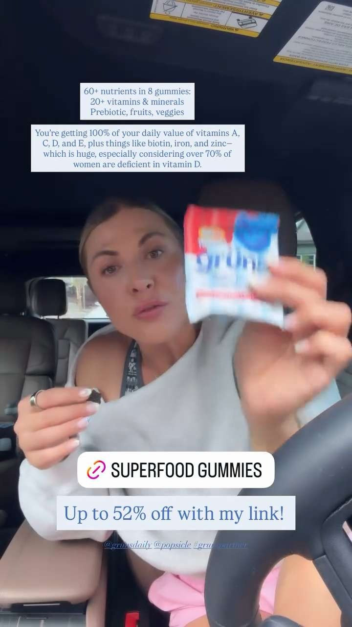 Daily wellness made easy with superfood gummies packed with 60+ nutrients, vitamins, minerals, prebiotics, fruits, and veggies. Up to 52% OFF with my link! 🍓✨💚 #Gruns #SuperfoodGummies #Wellness #Vitamins #Minerals #Prebiotic #HealthyLiving #Nutrition #DailyHealth #FruitsAndVeggies #GutHealth