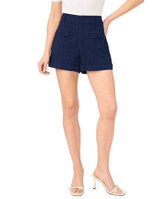 CeCe Women's High-Rise Cuffed Cotton Shorts - Macy's | Macy's