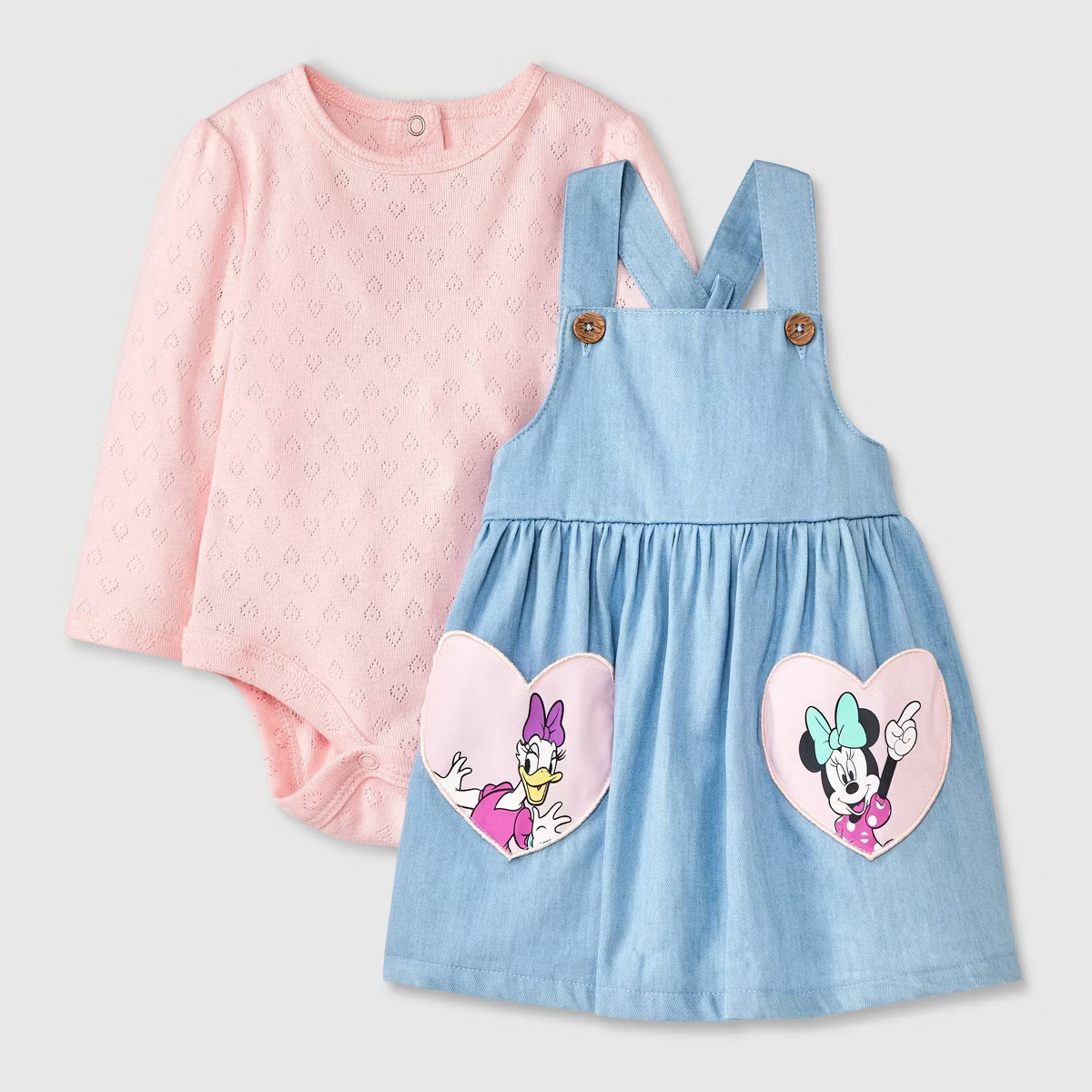Baby Girls' 2pc Disney Minnie Mouse & Daisy Duck Long Sleeve Bodysuit and Dress Set - Blue | Target