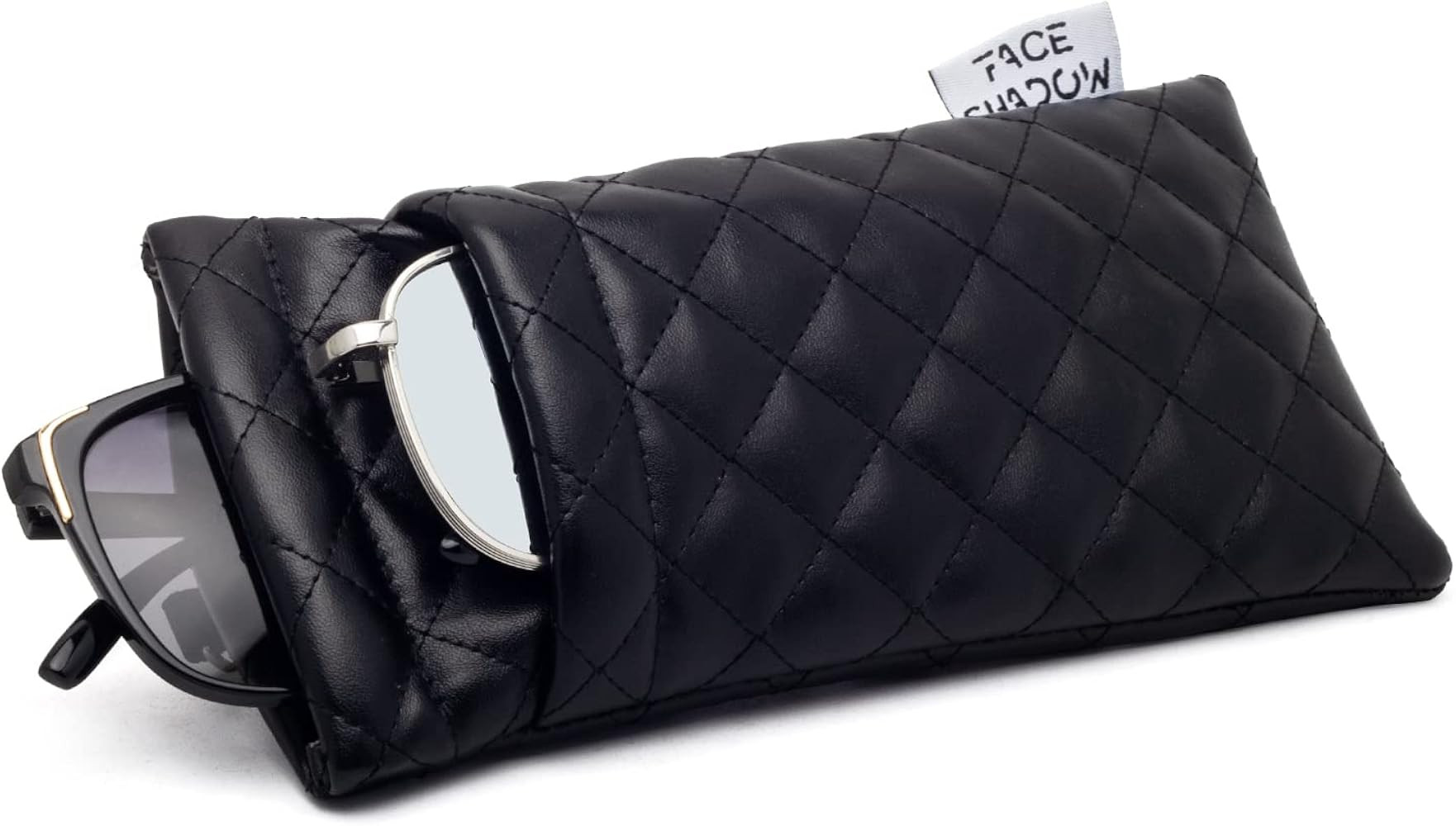 Face Shadow Double Glasses Case Soft Eyeglass Case For Women Men Squeeze Top Sunglasses Case With... | Amazon (US)