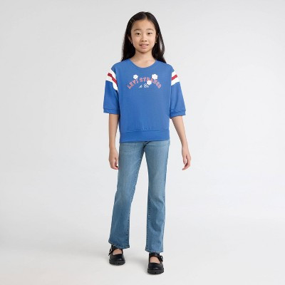 Levi's® Girls' Short Sleeve French Terry Varsity Top - Blue L | Target