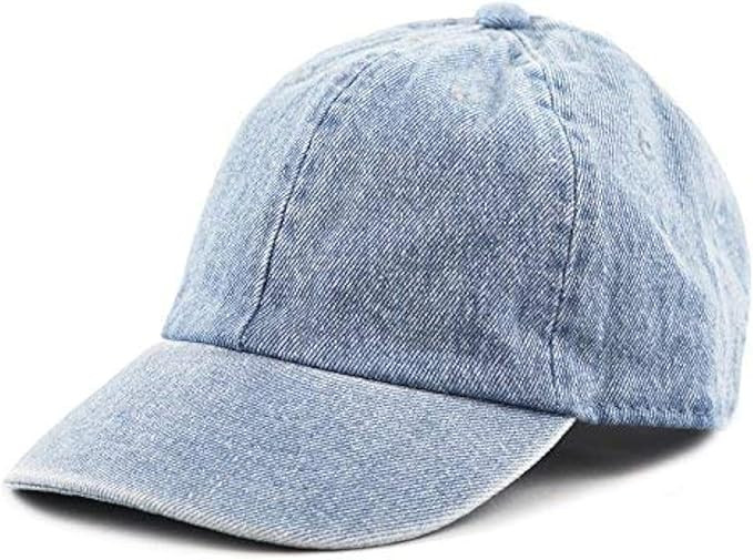 Kids Washed Low Profile Cotton and Denim UPF 50+ Plain Baseball Cap Hat | Amazon (US)