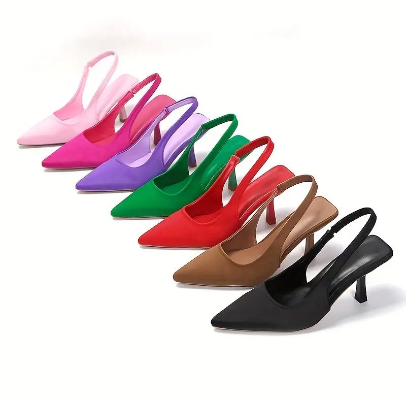 Slip Stiletto Heels Women's Slingback High Heels Solid Color - Temu Canada | Temu Affiliate Program