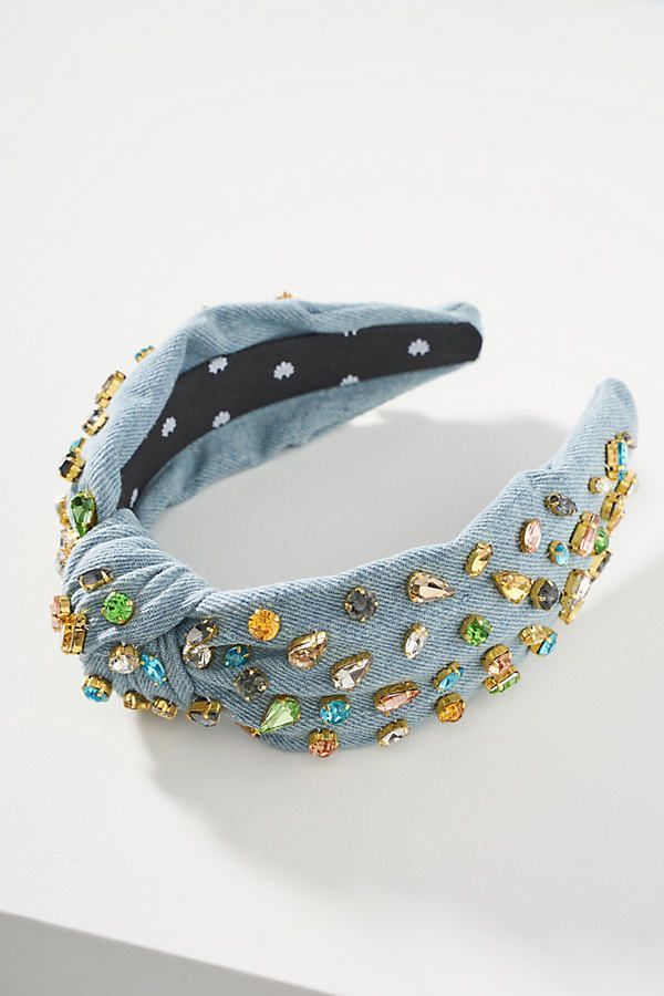 Lele Sadoughi Embellished Denim Headband By Lele Sadoughi in Blue Size ALL | Anthropologie (US)