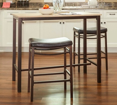 Linon Tift Dining Table and 2 Bar Stools Set, Brown | Ashley