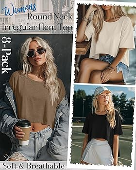 Huukeay 3 Pack Women's Oversized Cropped T Shirts Short Sleeve Baggy Crop Tops Crew Neck Flowy Lo... | Amazon (US)