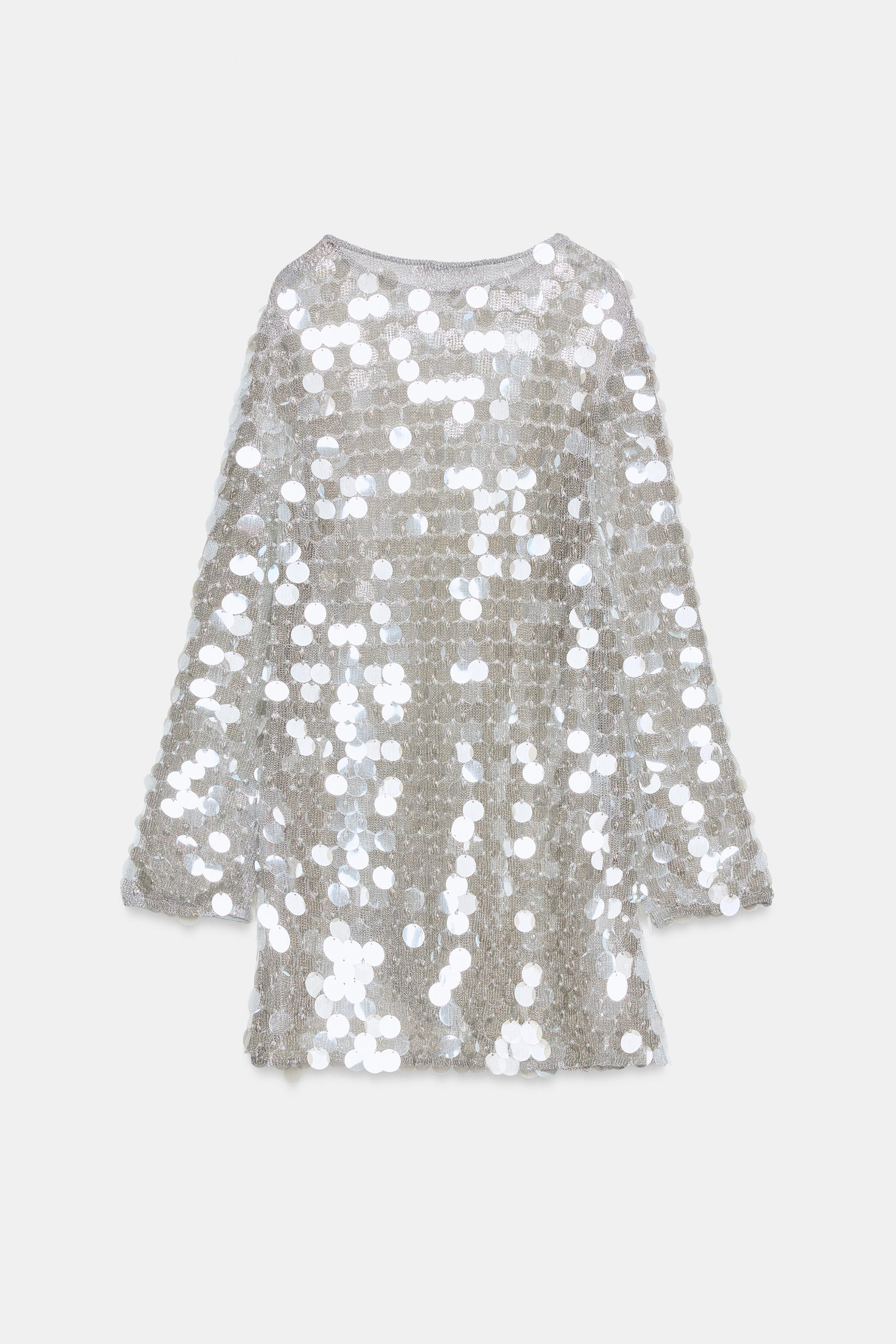 SEQUIN PEARL KNIT MINI DRESS | Zara US