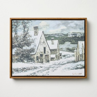 11"x14" Snowy Town Burlap Wall Art - Hearth & Hand™ with Magnolia | Target