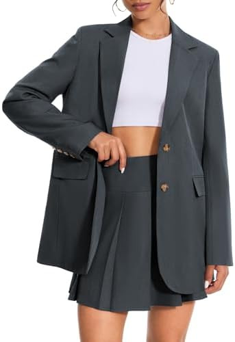 Casly Lamiit Women's 2 Piece Skirt Sets Business Casual Blazer Suit Mini Pleated Skorts Button Ja... | Amazon (US)