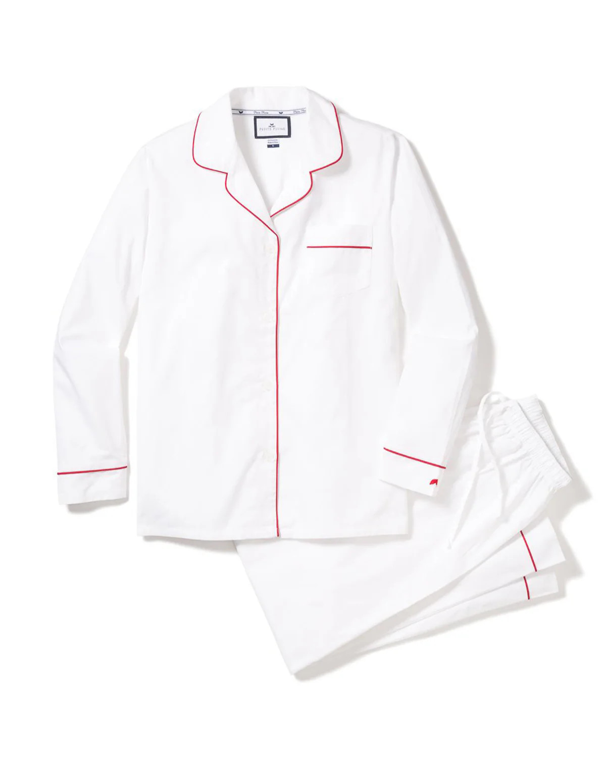 Men's White Pajama Set with Red Piping | Over The Moon