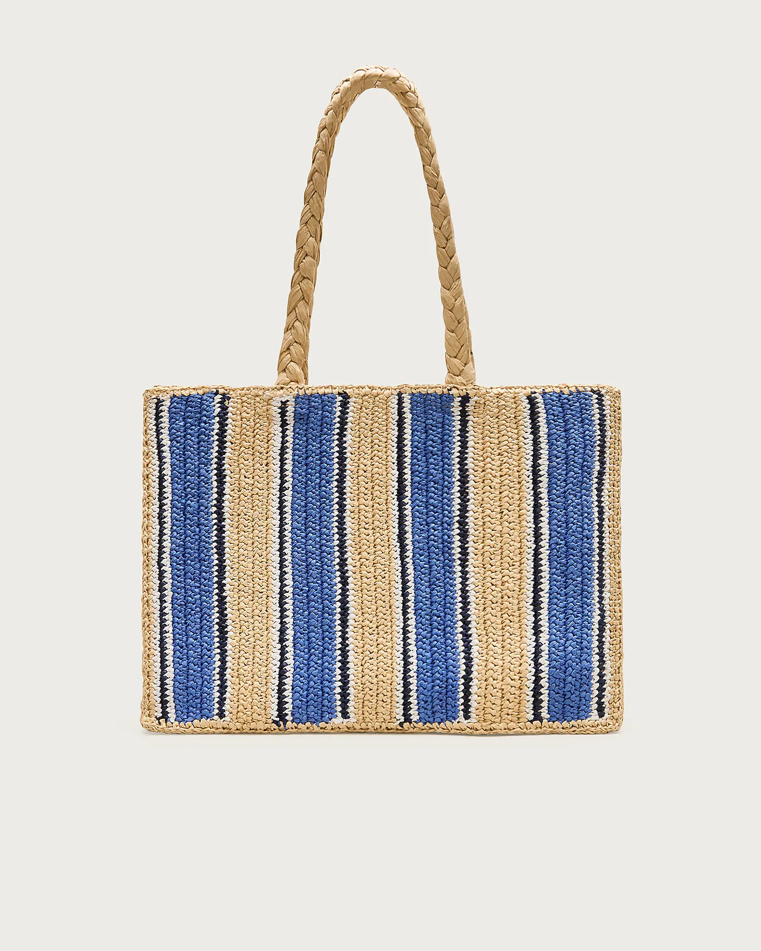 Handknotted straw tote bag in stripe | J. Crew US