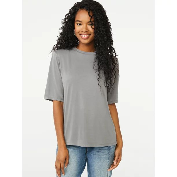 Scoop Women's Shoulder Pad T-Shirt - Walmart.com | Walmart (US)