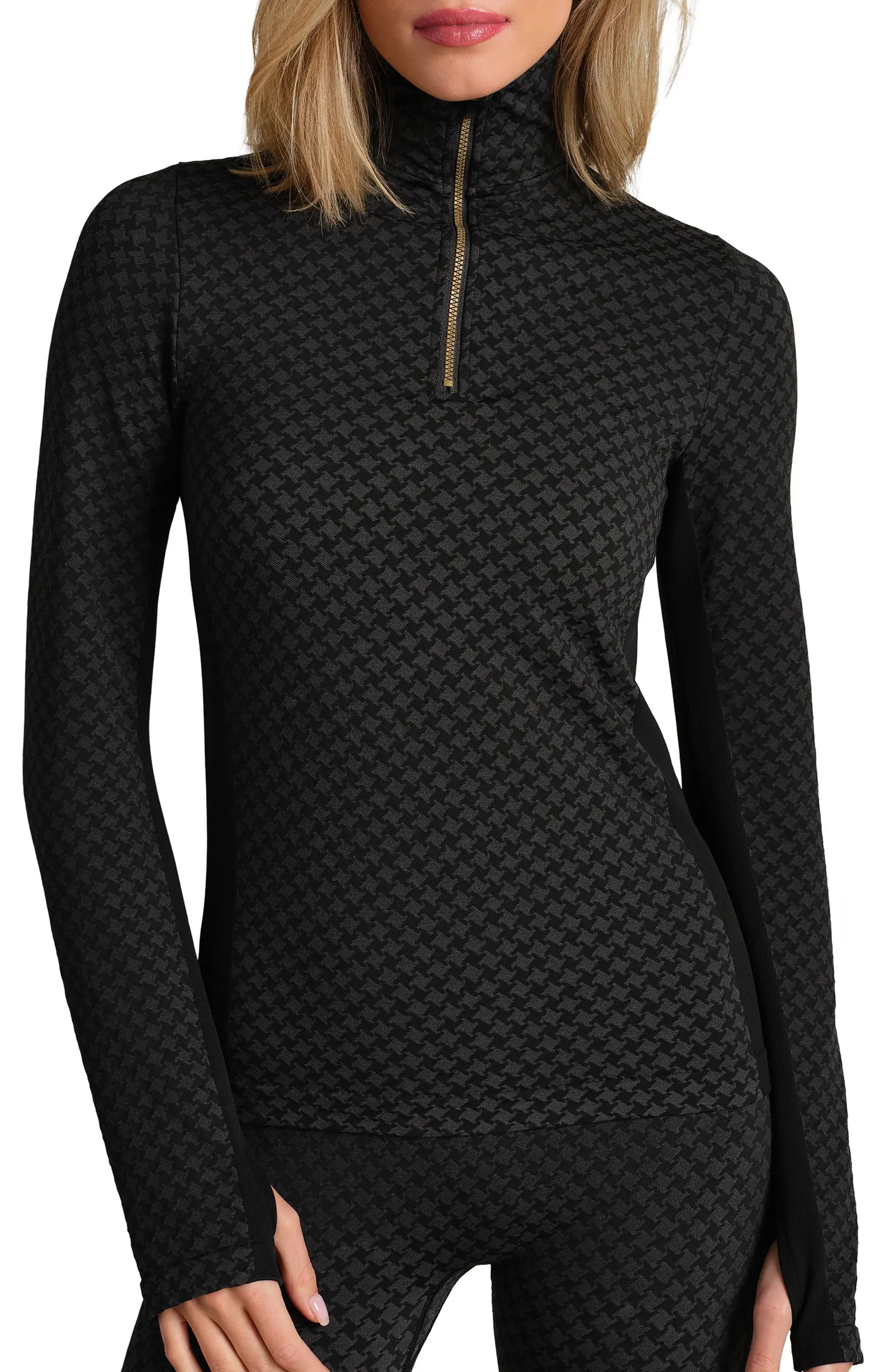 Rhone Houndstooth Seamless Half-Zip Pullover | Nordstrom | Nordstrom