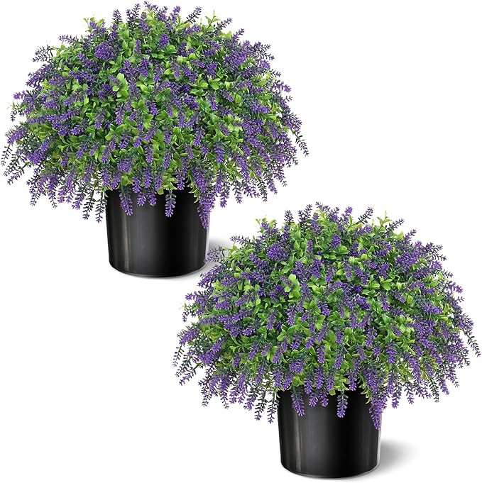 Artificial Boxwood Topiary Ball with Lavender - Set of 2 for Front Porch Decoration,Fake Bushes P... | Amazon (US)