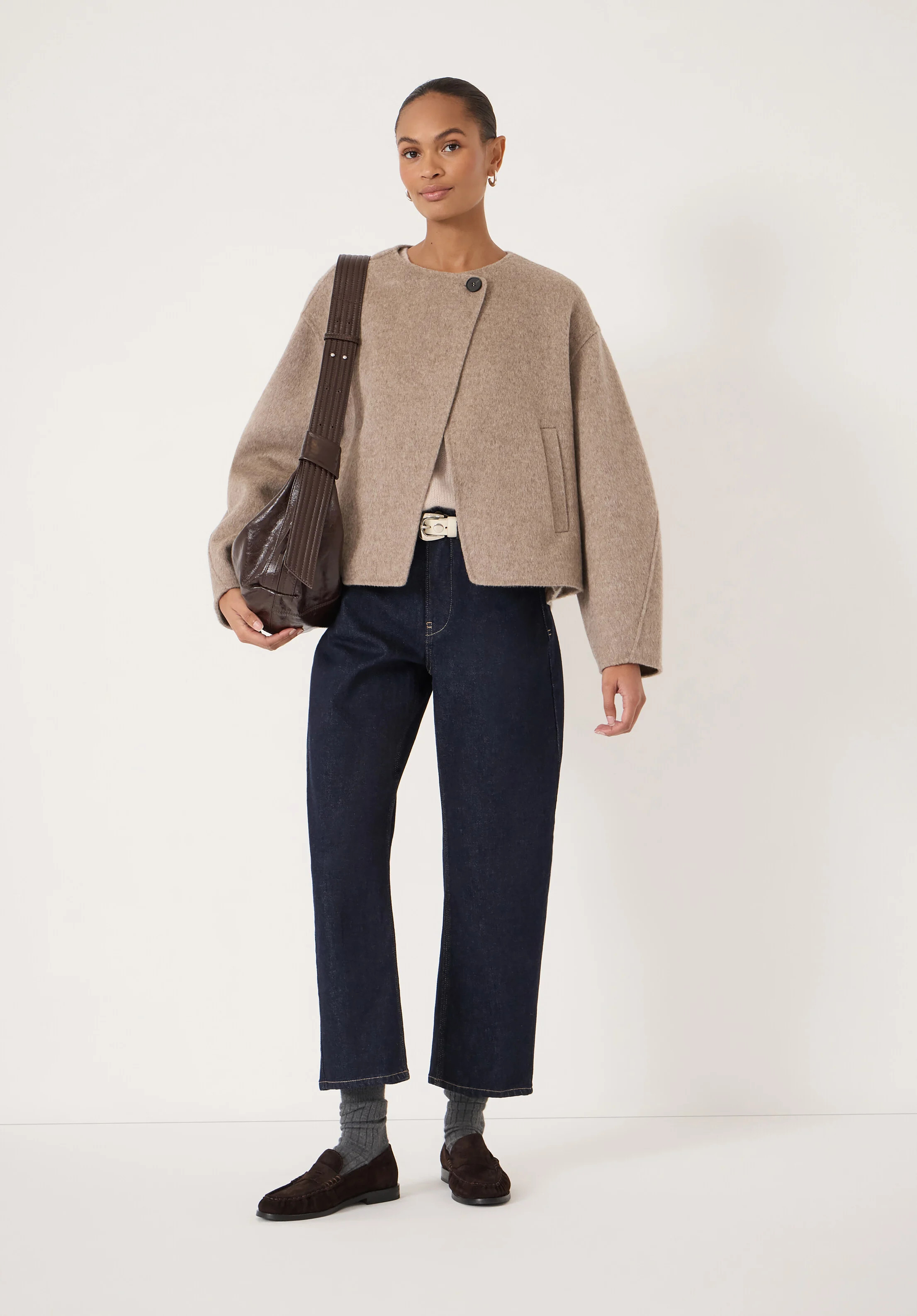 Pure Wool Double Faced Collarless Jacket | Hush UK