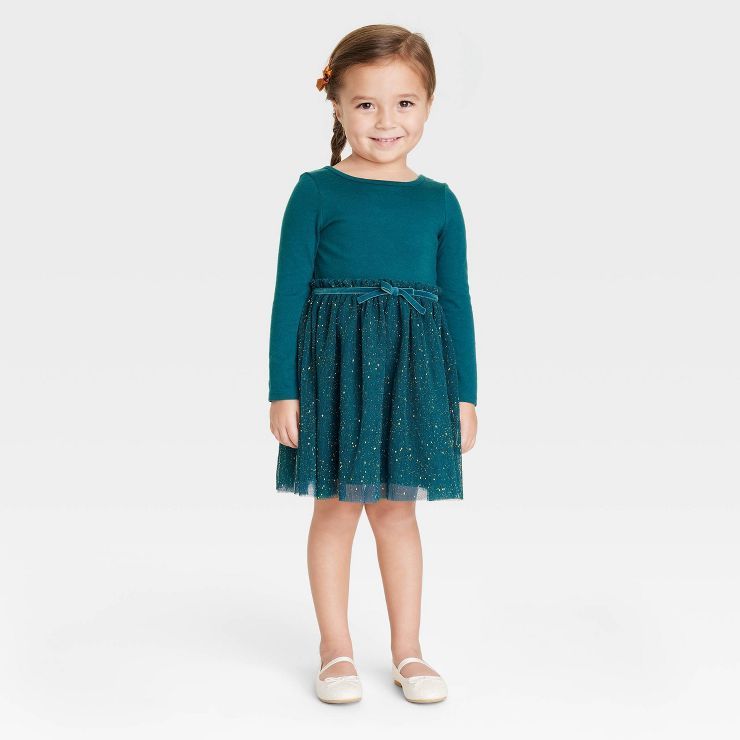 Toddler Girls' Tulle Long Sleeve Dress - Cat & Jack™ Green | Target