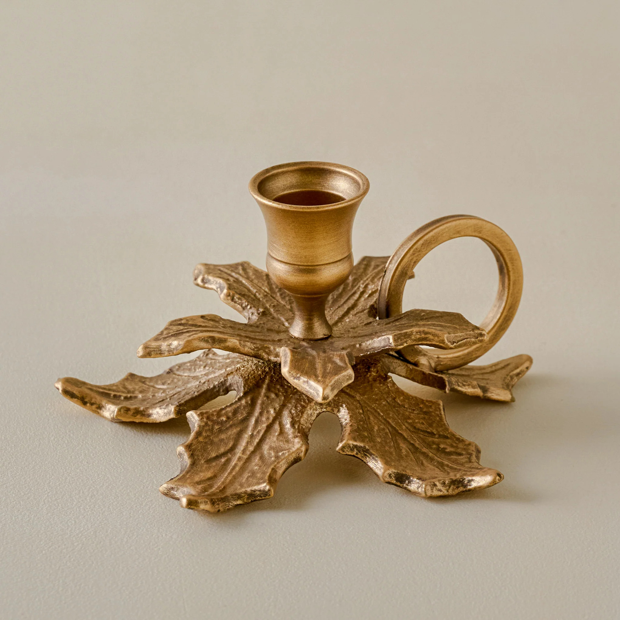 Brass Holly Candle Holder with Handle | Magnolia