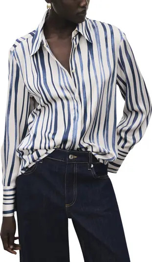 Stripe Satin Button-Up Shirt | Nordstrom