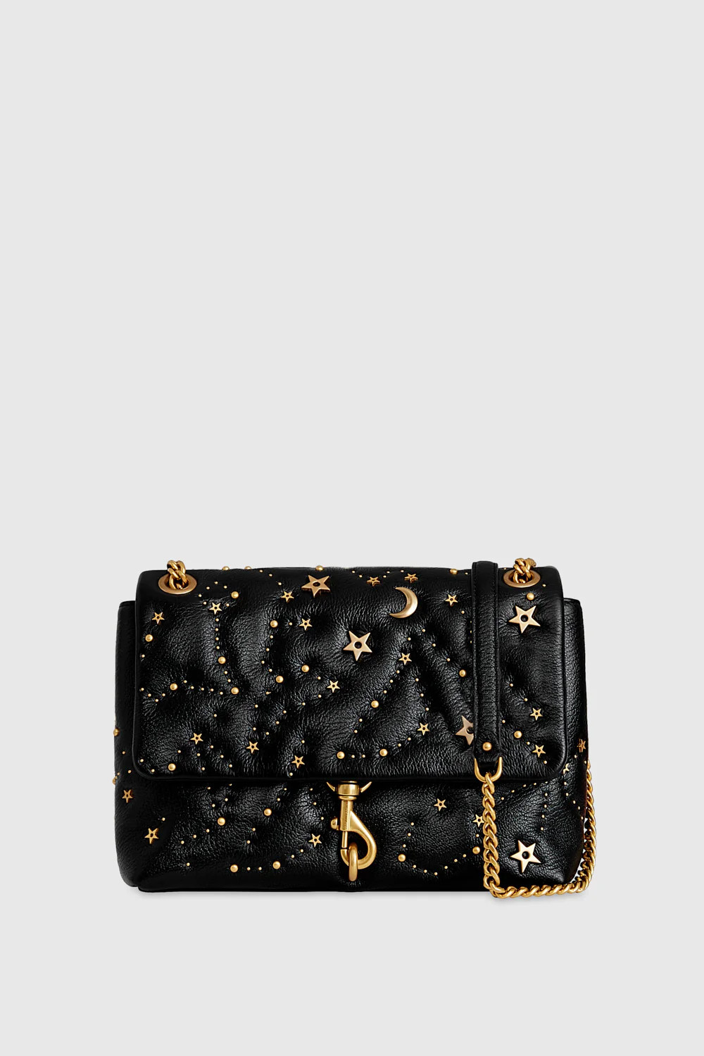 Rebecca Minkoff Edie Flap Shoulder With Celestial Studs Bag In Black/Celestial | Rebecca Minkoff