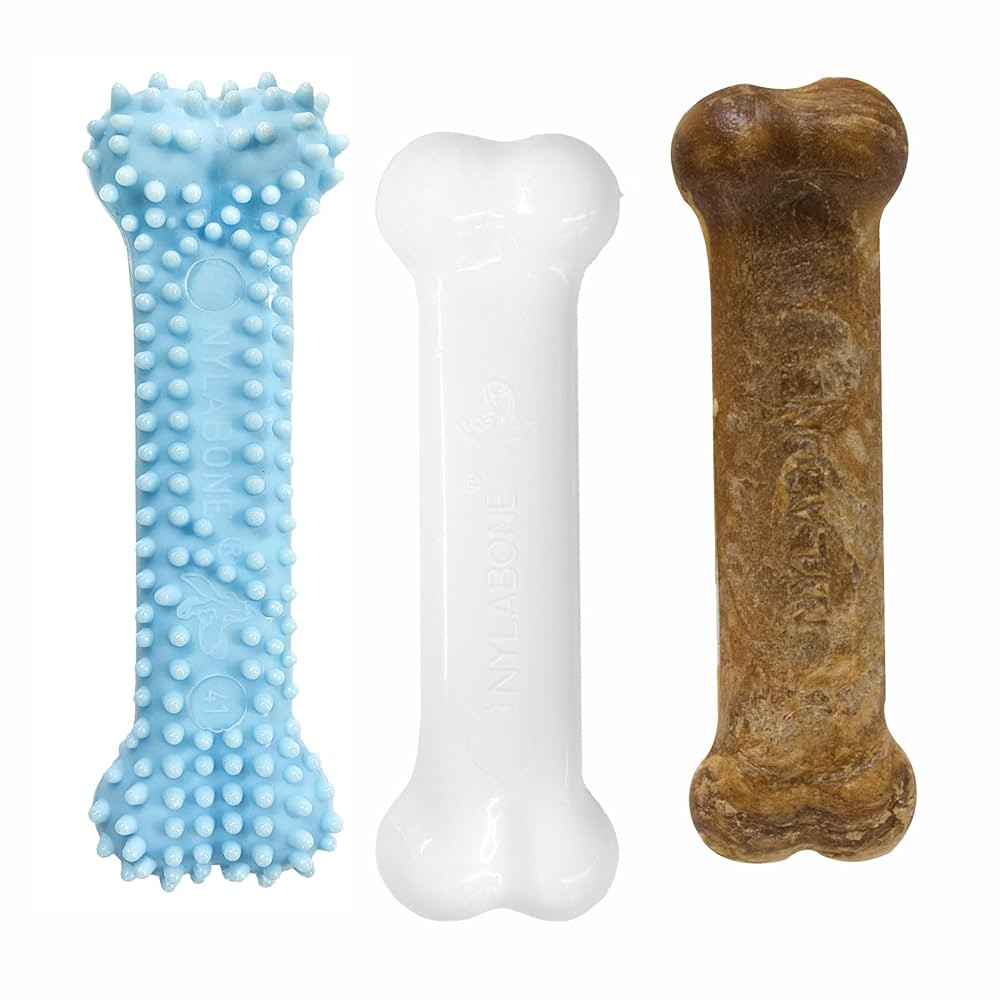 Nylabone Puppy Chew Toys & Natural Treat Triple Pack, Puppy Enrichment Teething Toys, Blue, Chick... | Amazon (US)