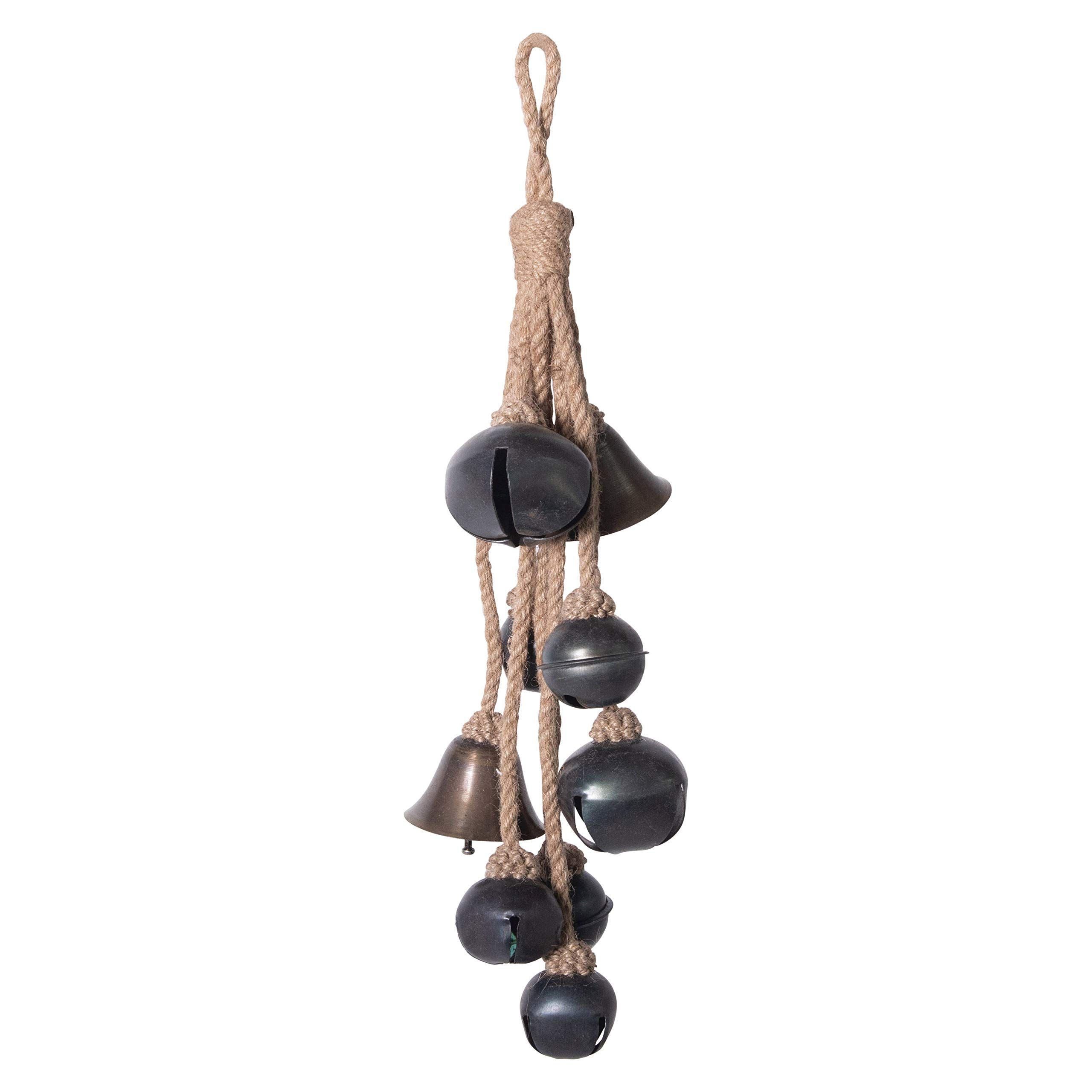 Creative Co-Op Decorative Metal Bells in Various Shapes on Jute Rope Hanger Wall Hangings, Black | Amazon (US)