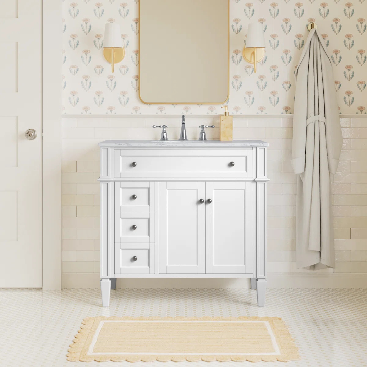 Rivers 36'' Single Bathroom Vanity with Marble Top | Wayfair North America