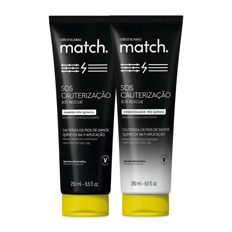 Combo Match SOS Cauterização Pós-Química: Shampoo 250ml + Condicionador 250ml | oBoticario (BR)