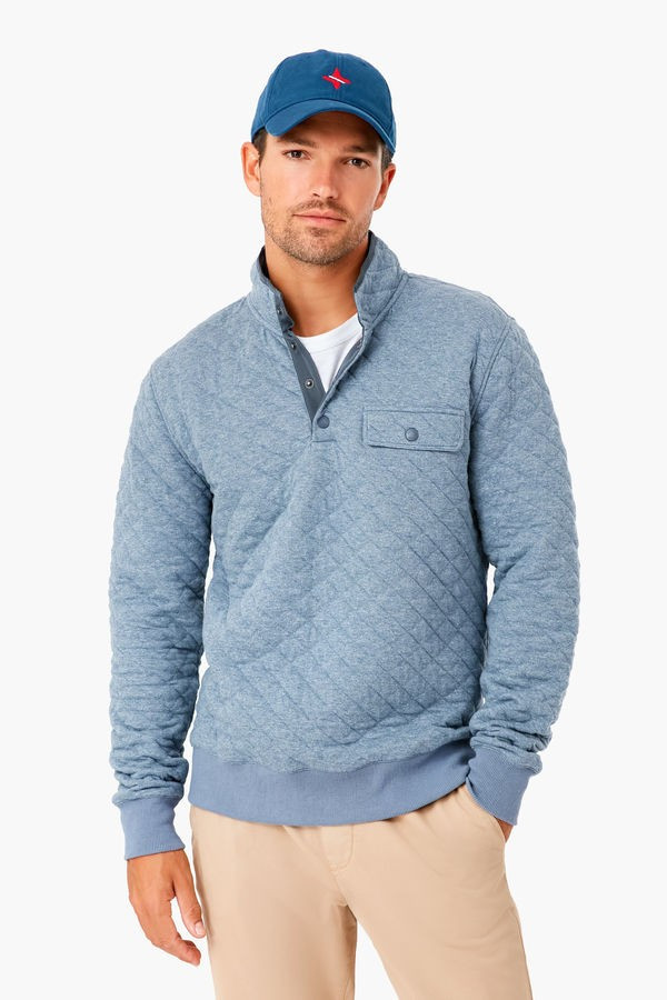Faded Blue Heather Epic Quilted Fleece Pullover | Tuckernuck (US)
