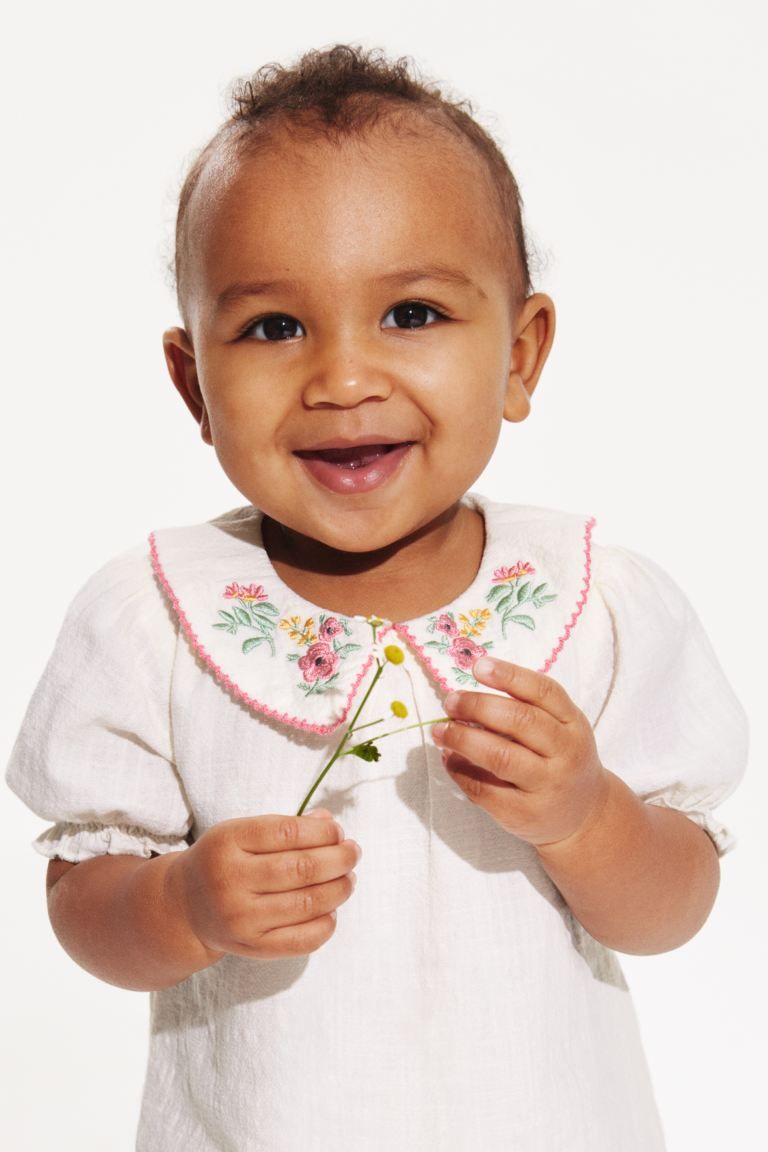 Embroidered-motif Dress - White/flowers - Kids | H&M US | H&M (US + CA)