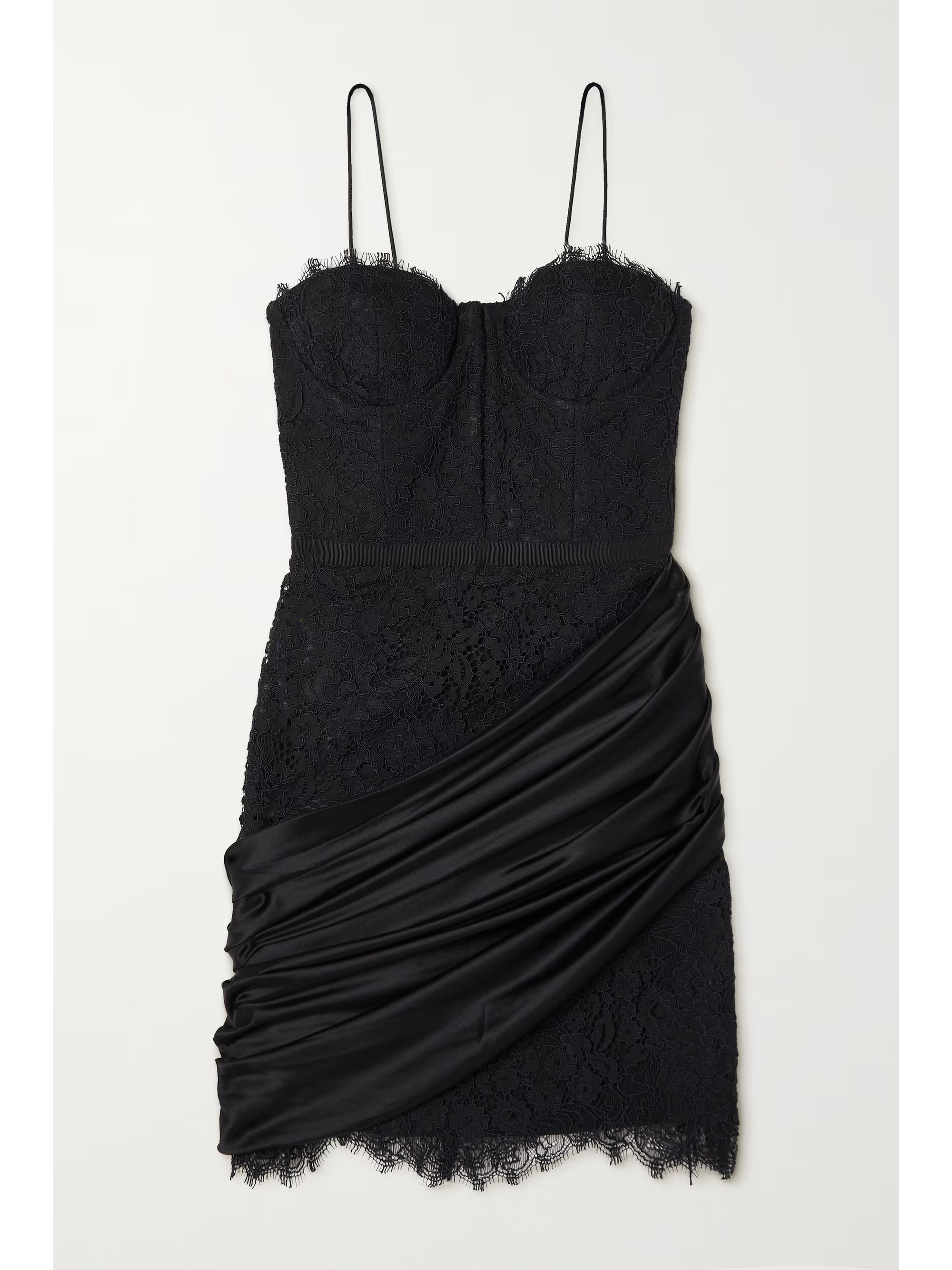 Black Rose draped stretch-silk and lace mini dress | ALICE + OLIVIA | NET-A-PORTER | NET-A-PORTER (US)