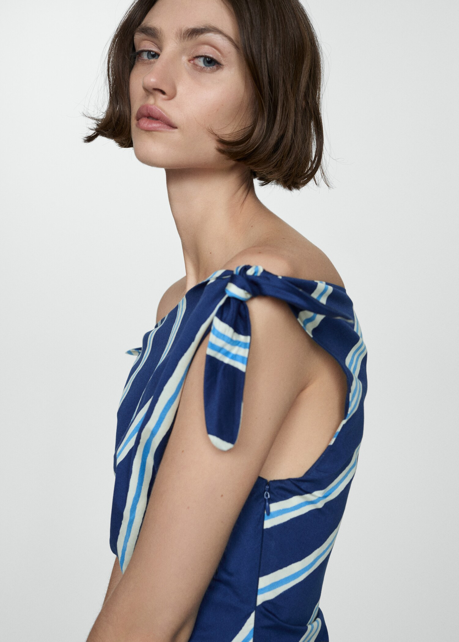 Striped dress bare shoulders | MANGO (US)