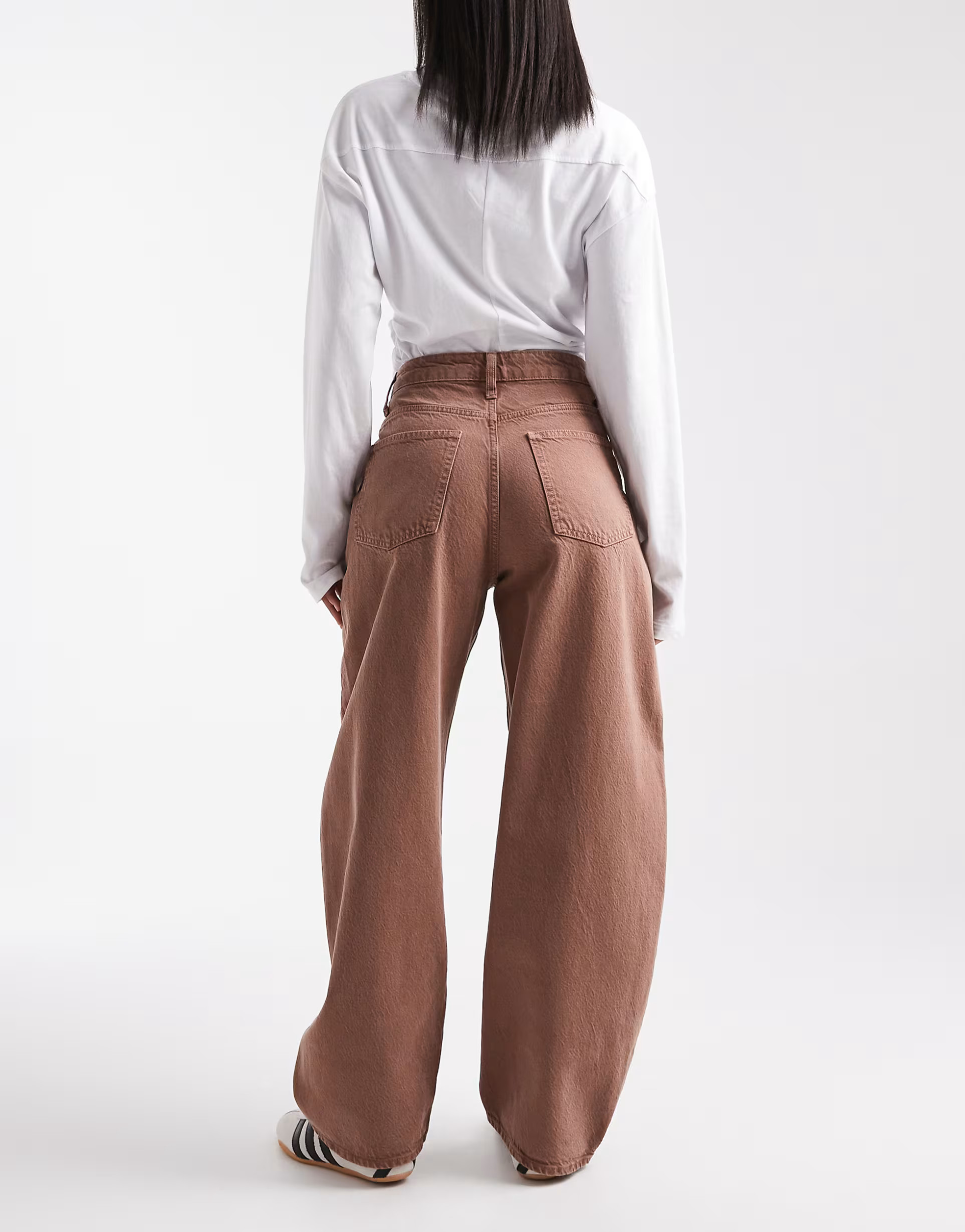 ASOS DESIGN high waist barrel jeans in mocha | ASOS (Global)