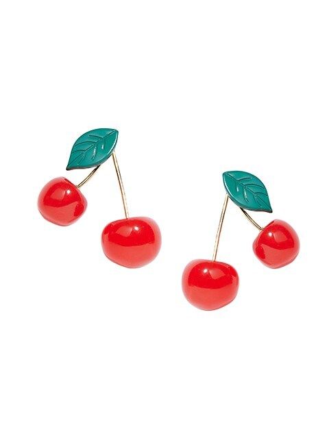 14K-Gold-Plated, Resin, & Enamel Cherry Drop Earrings | Saks Fifth Avenue