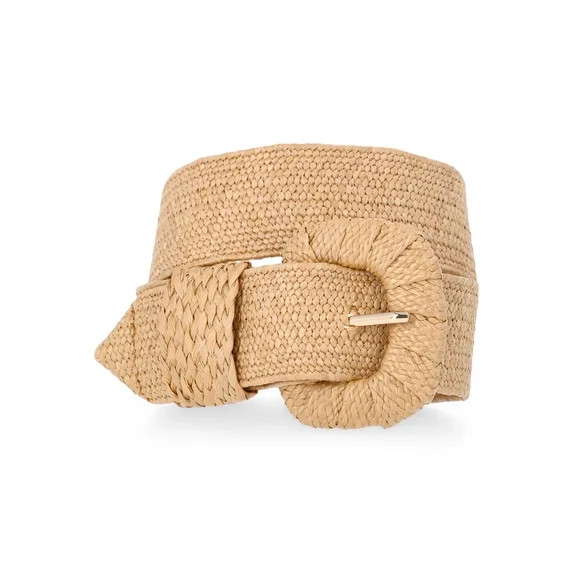 Time and Tru Women's Raffia Stretch Belt, L/XL, Natural | Walmart (US)