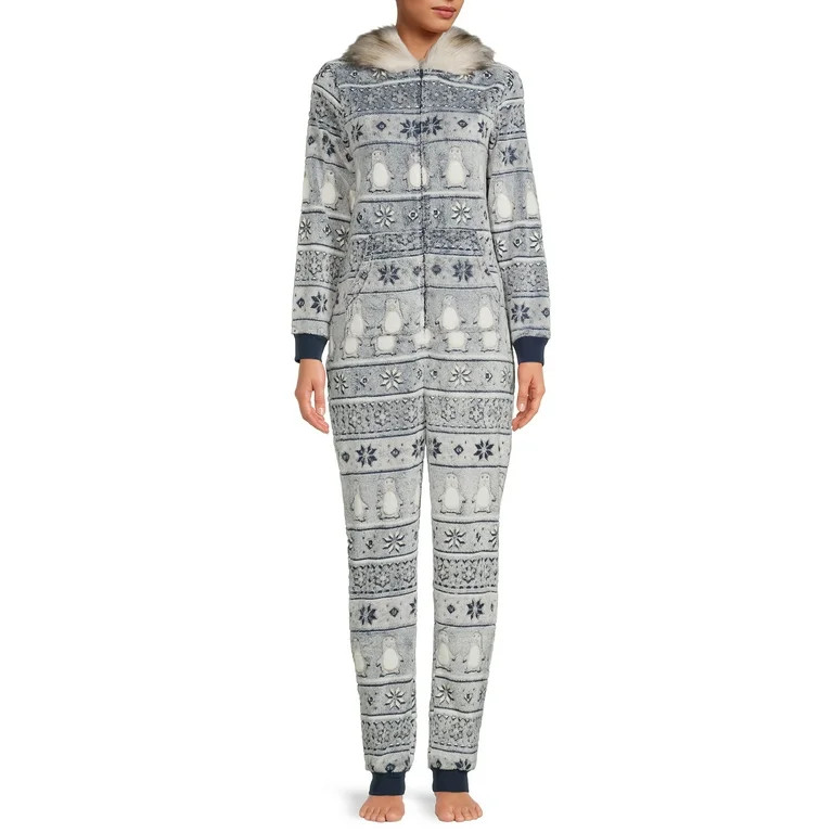 Secret Treasures Women's and Women's Plus Size Hooded Union Suit Pajamas | Walmart (US)