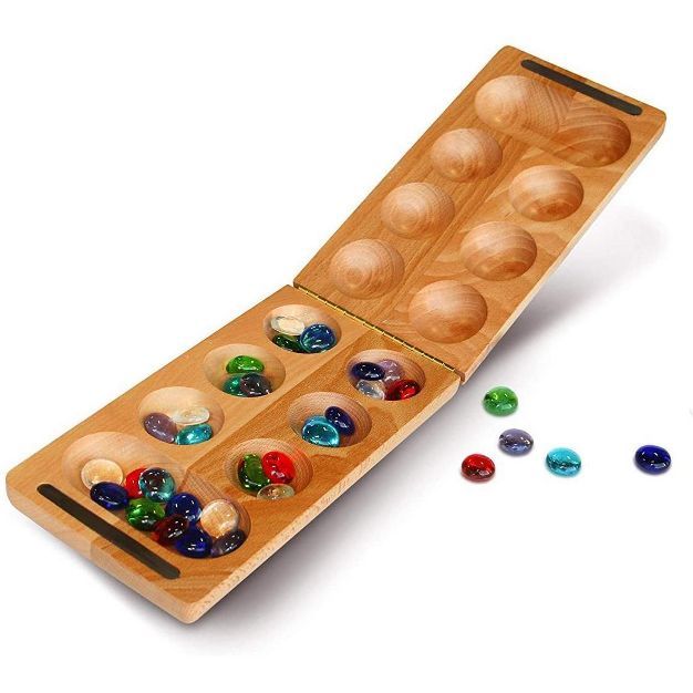 WE Games Folding Mancala - Solid Wood Board & Glass Stones | Target