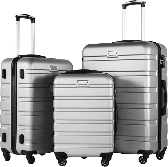 COOLIFE Luggage 3 Piece Set Suitcase Spinner Hardshell Lightweight TSA Lock 4 Piece Set | Amazon (US)