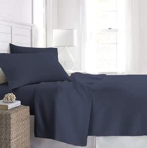 Beckham Hotel Collection Queen Fitted Sheet, Set of 2 Sheets with Deep Pockets, Navy | Amazon (US)