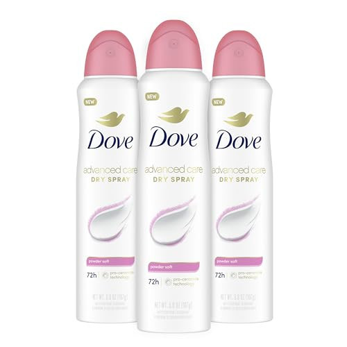 Dove Advanced Care Antiperspirant Deodorant Spray Powder Soft 3 Count to help skin barrier repair after shaving 72 hour antiperspirant deodorant for soft underarms with boosted ceramide levels 3.8 oz | Amazon (US)