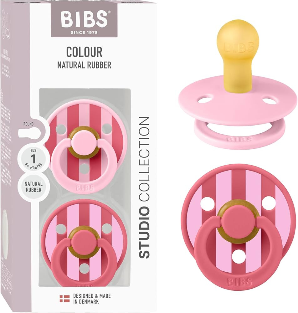 BIBS Pacifiers - Colour Studio 2 Pack | Round Nipple Baby Pacifier | BPA Free Natural Rubber Late... | Amazon (UK)