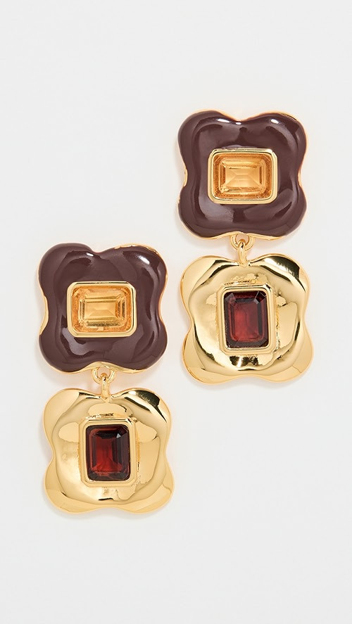 Lizzie Fortunato Clover Earrings in Burgundy | SHOPBOP | Shopbop