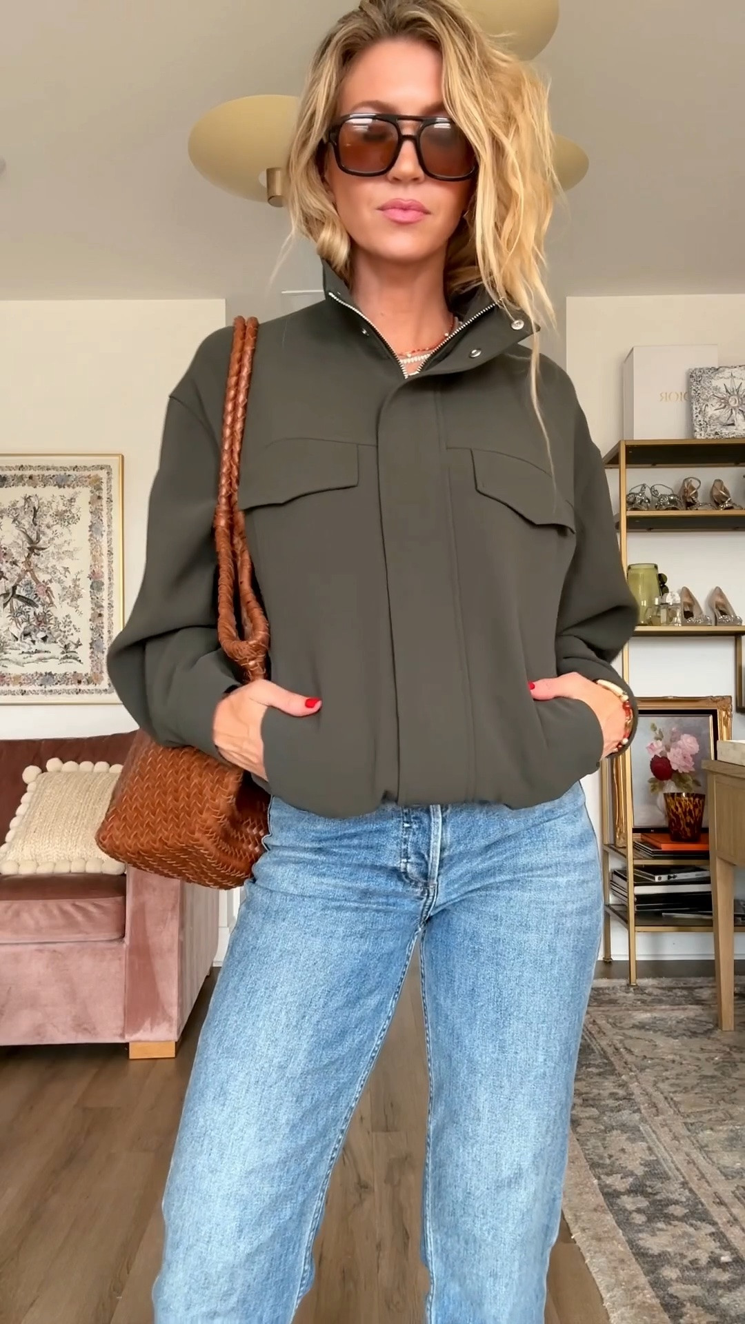 Green bomber look that I’ll be wearing all fall! 
Bomber: runs oversized, wearing size small 
Denim: runs small, size up a size, wearing size 26 
Gold flats : TTS

#LTKootd #LTKgrwm #LTKdayinmylife