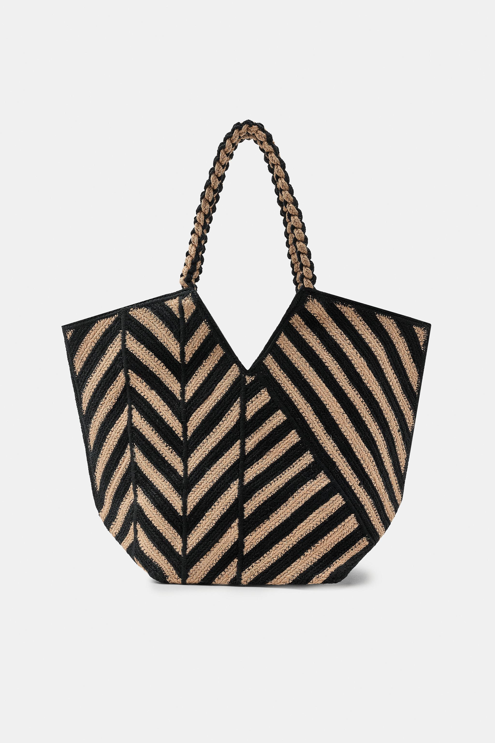 100% JUTE STRIPED BAG | Zara UK